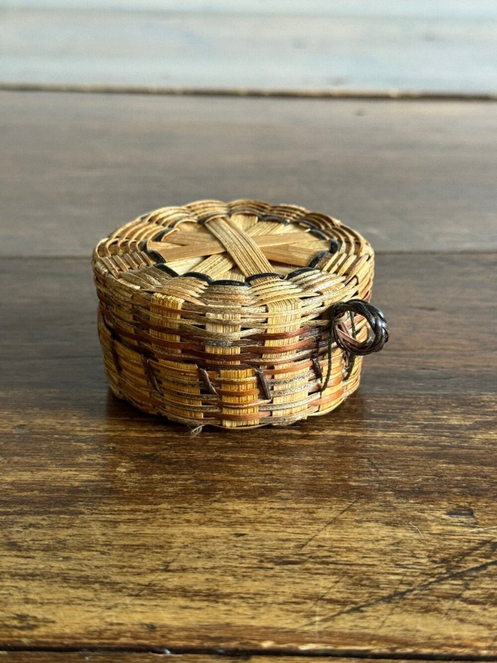 Small Lidded Storage Basket with Hinged Lid